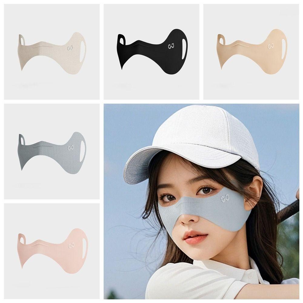 UV Protection Ice Silk Mask Thin Golf Face Mask Breathable Sunscreen Eye Patches  Hiking