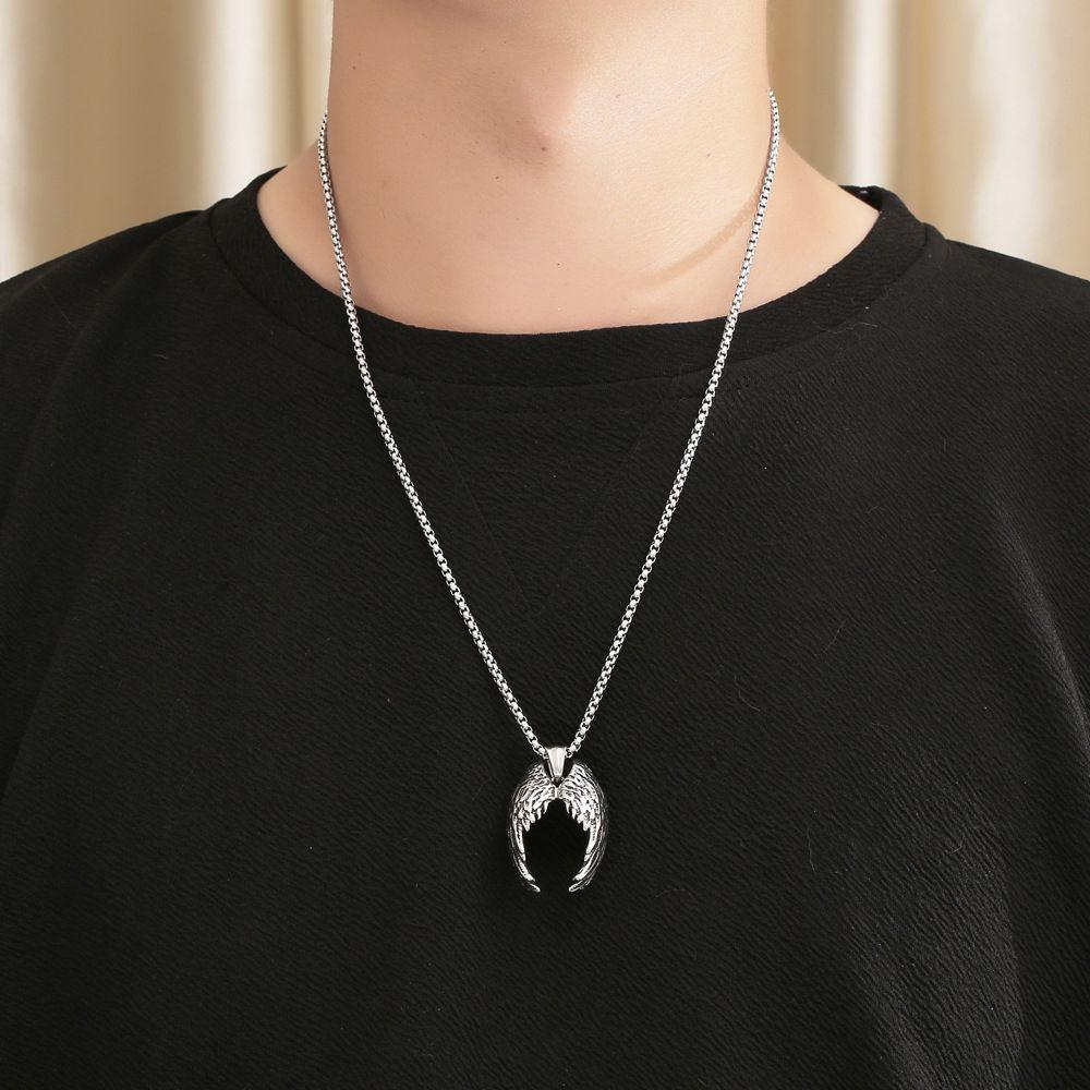 Stainless Steel Choker Korean Style Necklace Men Clavicle Chain Angel Wing Necklace Fashion Jewelry