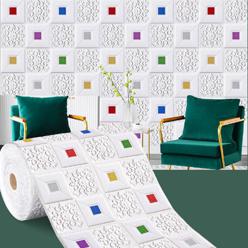 1-10 шт. 70 см x 1 м 3D Потолочный Высокое качество Наклейка на стену Самоклеящаяся Пенопанель Обои Спальня Домашнее украшение Водонепроницаемый