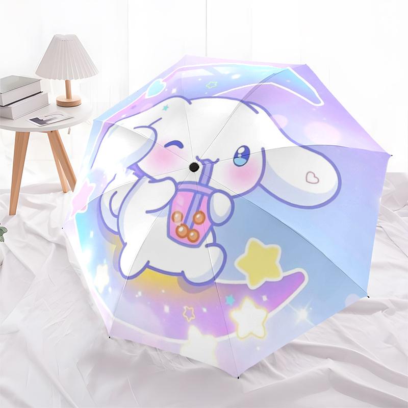 1pc Kawaii Elephant Bubble Tea Moon - Automatic Opening/Closing Umbrella with Foldable Design, Iron Frame, Outdoor Use, Festival Gift for Fans, Travel