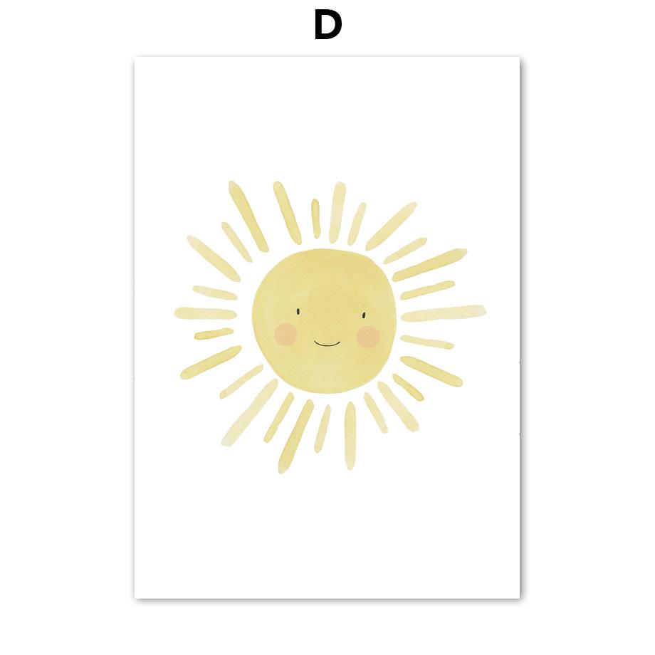 Карта мира животных алфавит ABC номер солнце облако плакат настенная живопись на холсте детская печать настенные картины декор для детской комнаты