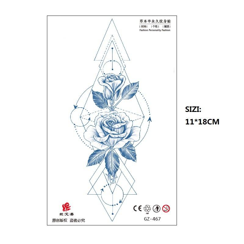 Herbal Juice Tattoo Sticker Geisha Bergamot Brahma Blossom Back Arm Back Non-Reflective Keep 15 Days Sticker