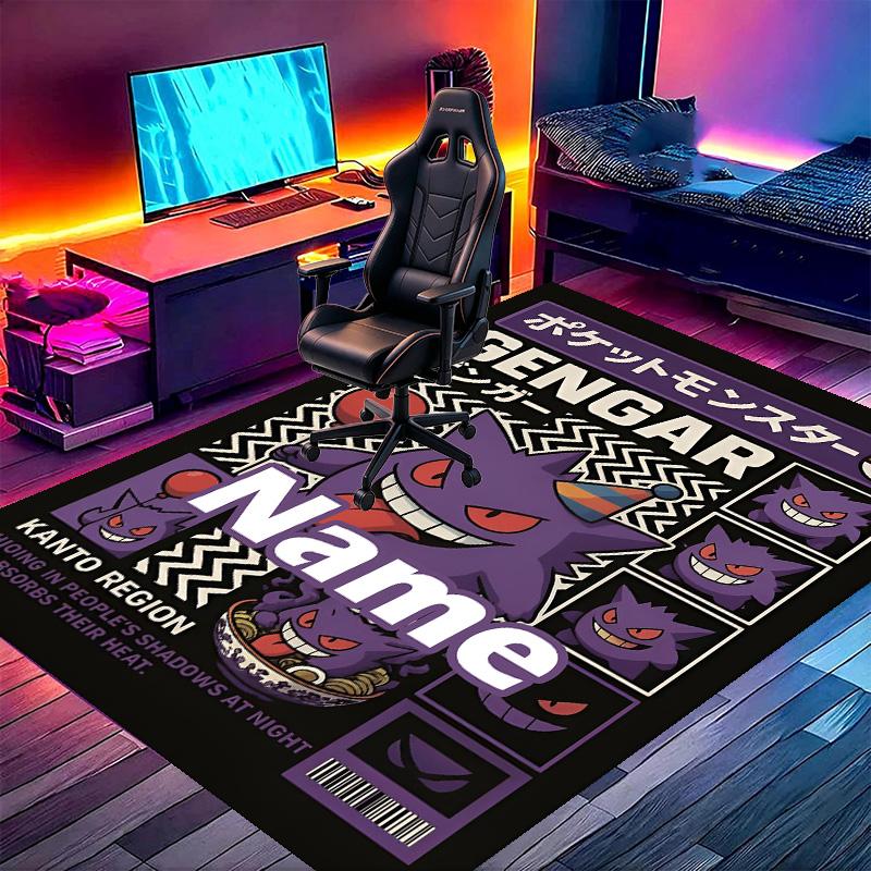 Custom Name Personalized Gengar Print Carpet, Versatile Home Decor Rug, for Playroom, Apartment, Balcony, Entryway, Hallway Gift