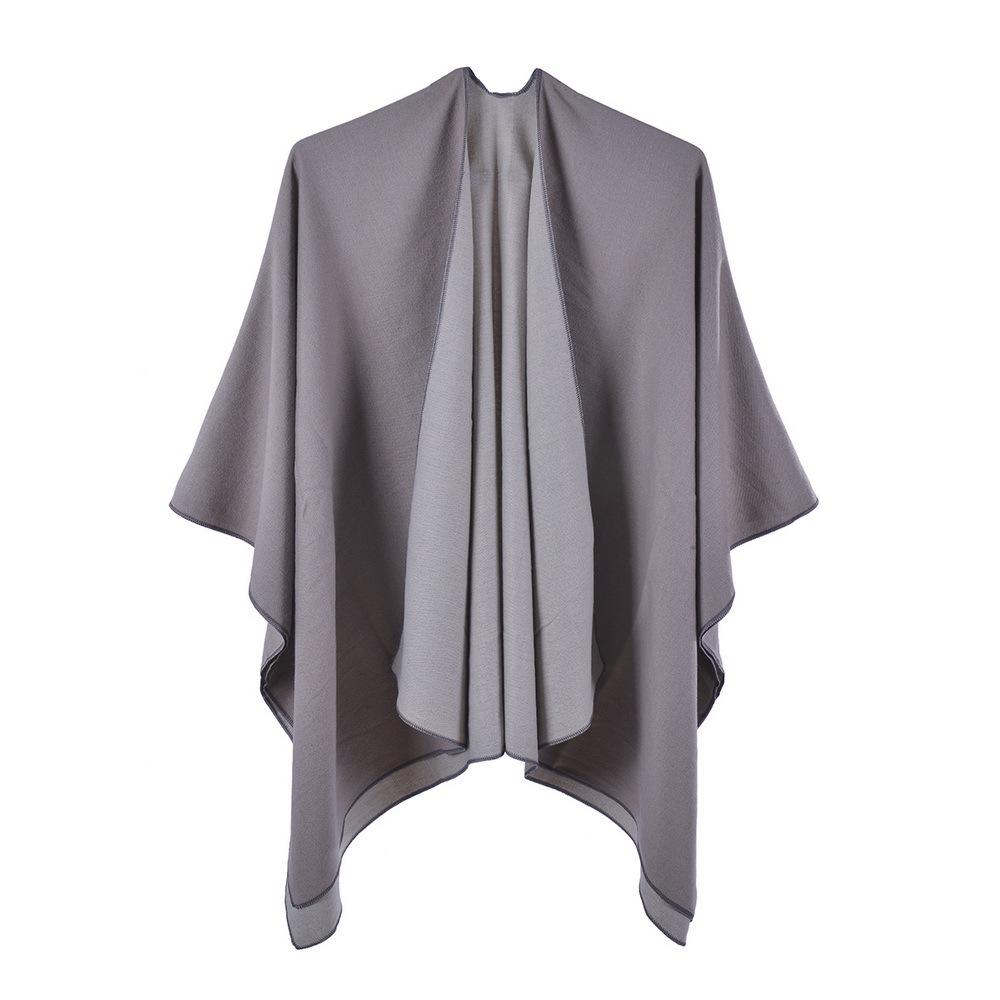 Women S Double Sided Faux Cashmere Split Shawl Cloak Warm Air Condition Blanket