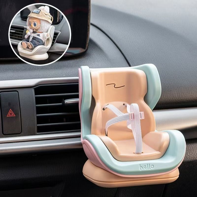 Suitable for Labubu Mini Safety Seat Air Vent Car Ornament Cute Cartoon Decorative Toy Creative Accessory Gift for Car Interiors