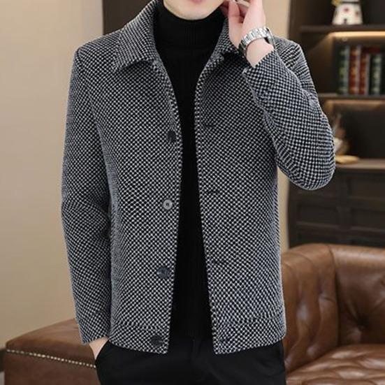 Мужское пальто с лацканами и длинным рукавом, однотонная утолщенная плюшевая подкладка, куртка, пальто, осень