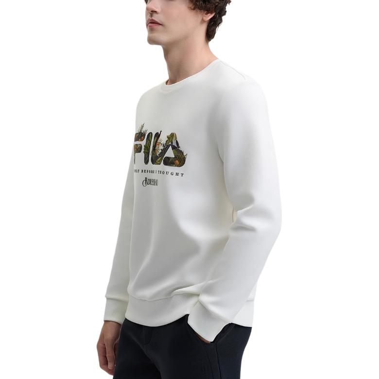 Fila X Rousseau Серия Наследие Модный Простой Удобный Свитшот с Круглым Вырезом Американский Свитшот Мужской свитшот Облако-Гриб-Белый F11M448219F-WT