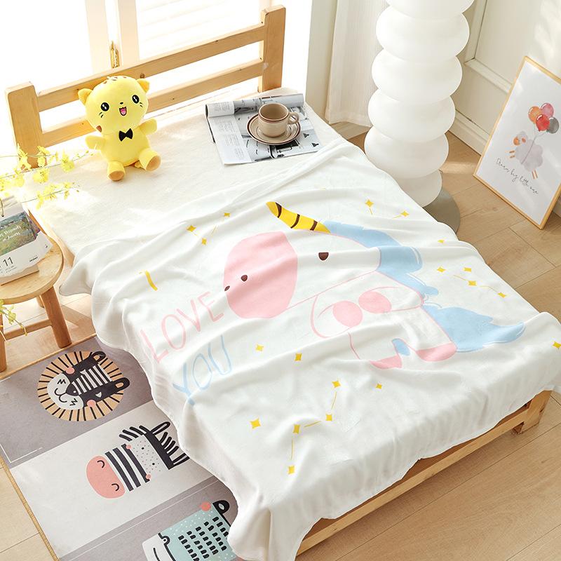 Double-layer Bamboo Cotton Infant Blanket, Children's Quilt, Thin Air-conditioning Summer Cool Quilt, Baby Bamboo Fiber Ice Silk Blanket