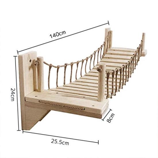 Деревянный кошачий комплекс Umora с подвесным мостиком для игр, снятия стресса, легкой сборки, кроватью, зоной, гамаком, облегчением, упражнениями, (140см)