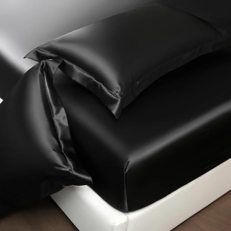 1 шт. Сатин Эластичная Натяжная Простыня Однотонный Чехол на Матрас для Односпальной Двуспальной Двуспальной Кровати King Queen Full Twin Простыня Сатин Постельное Белье
