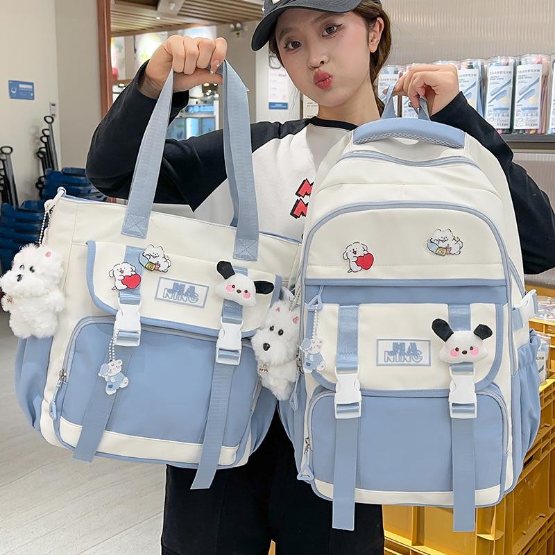 Детские школьные ранцы Ученики начальной школы Девочки Ученики средней школы Большая вместимость Высокий внешний вид Рюкзак из двух частей