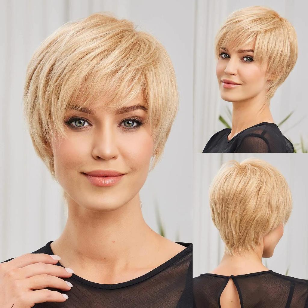 HAIRCUBE Bob Pixie Cut Шоколадно-коричневые прямые многослойные парики из человеческих волос Remy с челкой Короткие натуральные бесклеевые парики из человеческих волос для женщин