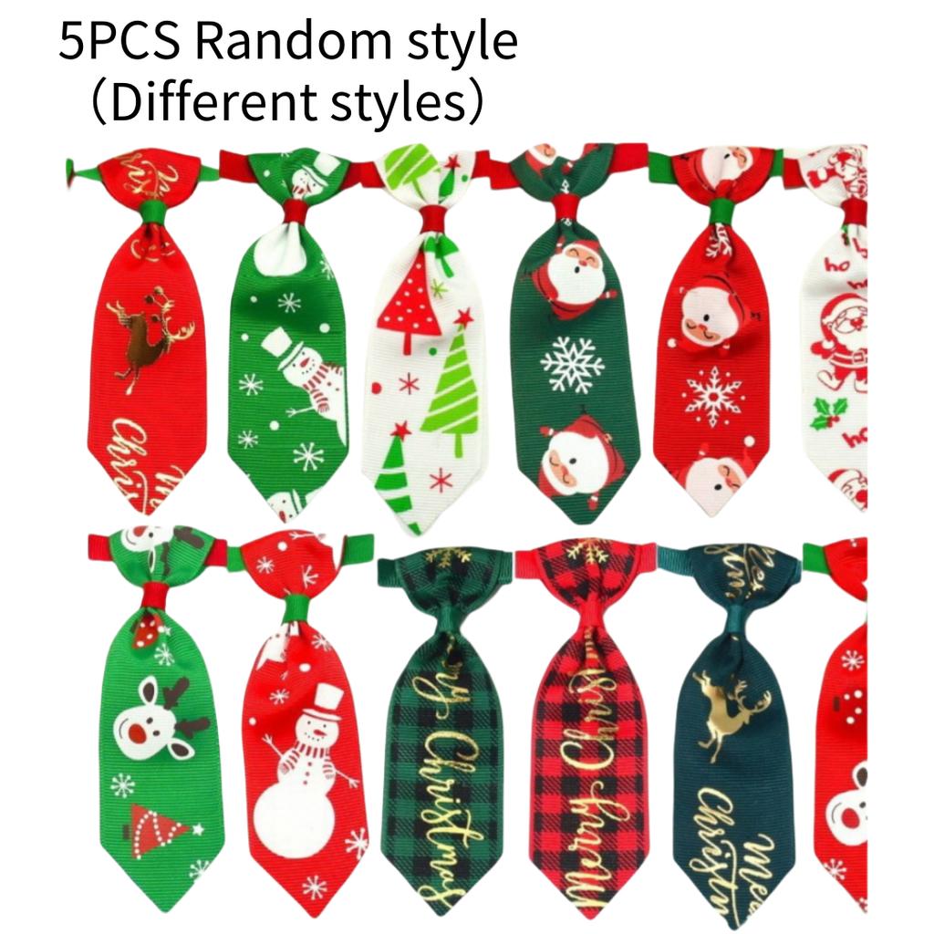 Christmas Elements Pet Puppy Dog Ties with Adjustable Collar X-mas Charms Ties for Small Pet Cats Small Dog Puppy Random Style