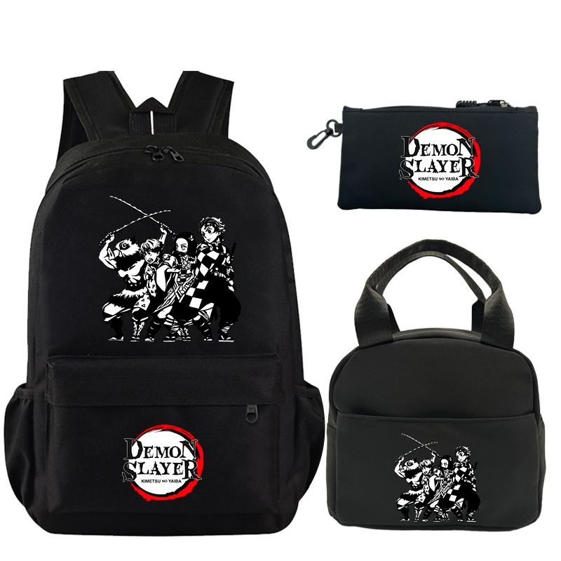 3 шт./компл. рюкзак «Убийца Демонов» с принтом, сумка для обеда, пенал для подростков, детский школьный рюкзак для девочек и мальчиков