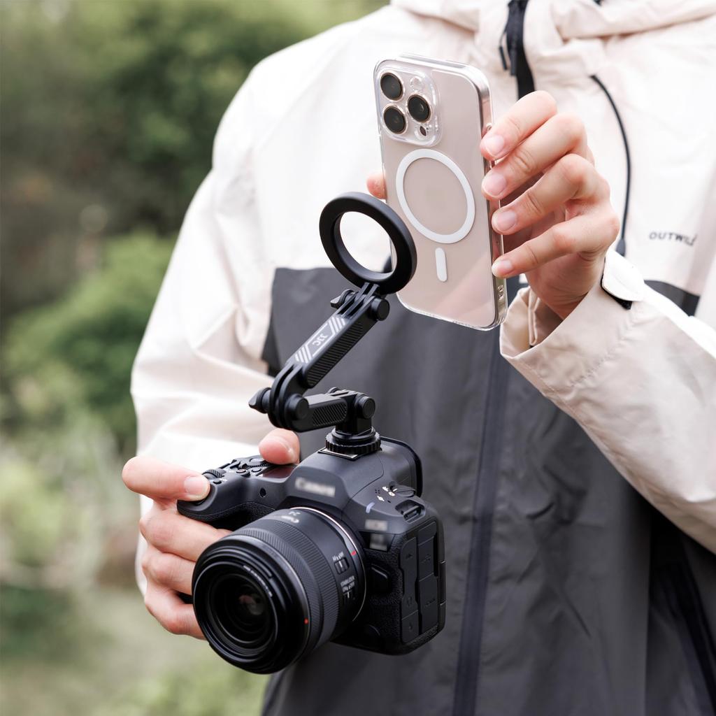 JJC Держатель для смартфона с холодным башмаком Magsafe Держатель для смартфона с камерой Штатив Магнит с отверстием для винта с холодным башмаком Крепится к горячему башмаку камеры Регулировка угла