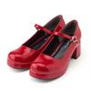 Yumetenbo Women's Lolita Pumps, Landmine Style, Mass-Produced Shoes, Yumetenbo 531045, Enamel Red, Size 21.0 Cm