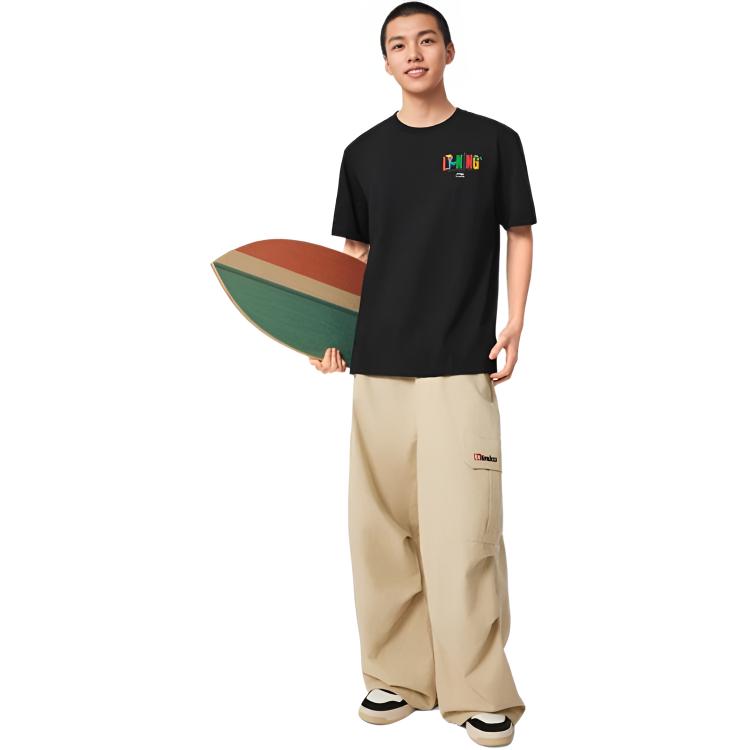 Li Ning Sports Life Collection T Shirt Unisex Black AHSVE83-1