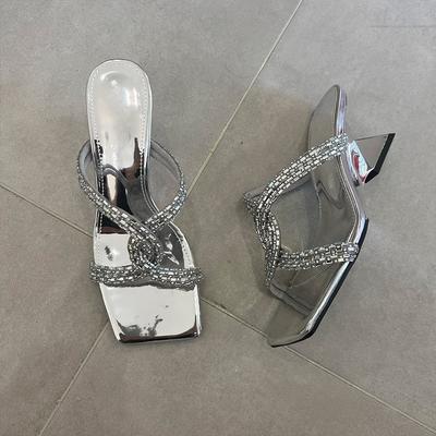 Женские летние простые новые туфли средней высоты на шпильке с квадратным носком, темпераментные черные, французские, на один ремешок, для улицы