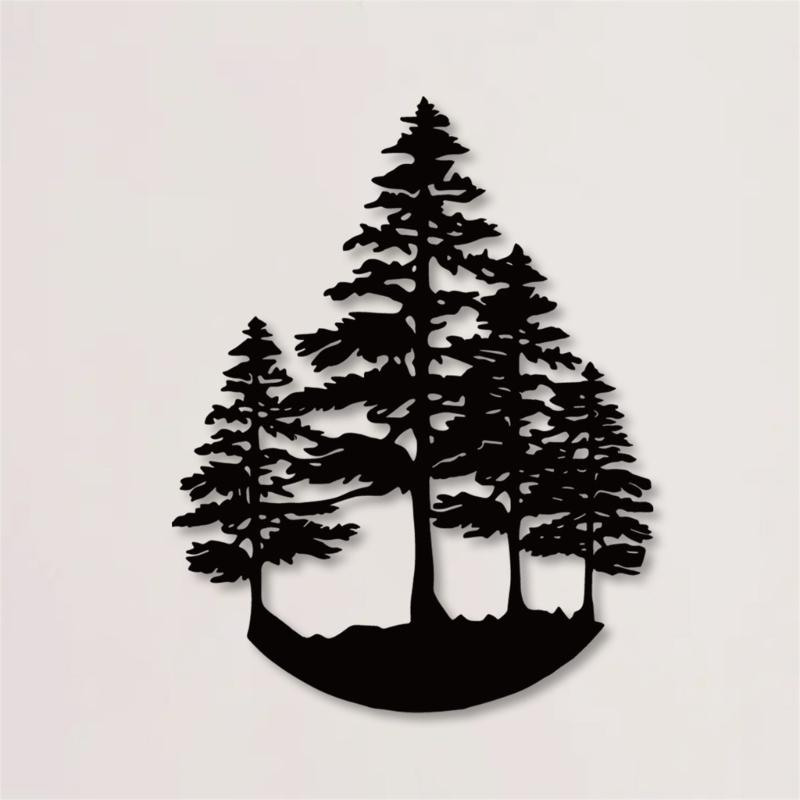 Black Metal Tree Decors Stylishs Iron Wall Plaques Wall Sign for Indoor and Outdoor Use Wall Decorations 23.4x30cm