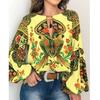 Women Bohemian Clothing Shirt Vintage Floral Print Tops Ladies Blouses Balloon Sleeve Shirt