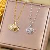 New Style Zircon-studded Hollow Shell Pendant Necklace Fashion Temperament Chain Clavicle Chain Necklace
