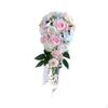 Wedding Bouquet Bride Holding Flowers Decorative Elegant Ceremony Waterfall Realistic Faux