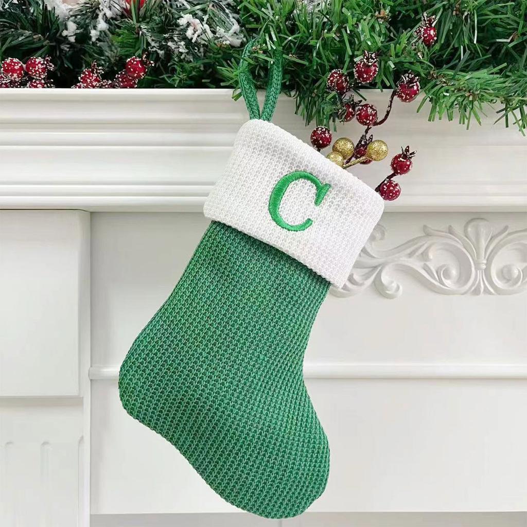 Рождественские чулки, маленькие вышитые буквы, вязаные рождественские подвесные чулки, украшения, декор для рождественской вечеринки