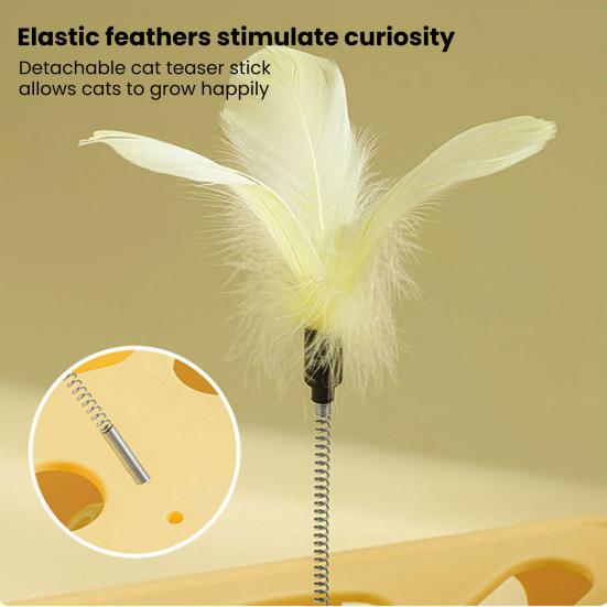 Interactive Puzzle Toy for Cats Puzzle Box with Jingle Balls Spring Feather Wand Cat Enrichment Toy for Indoor Cats Mental Stimulation And