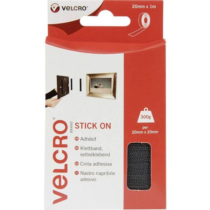 VELCRO® VEL-EC60211 Self-adhesive Hook and Loop Tape, Loop Part and Hook Part (L X W) 1000 Mm X 20 Mm Black 1 M