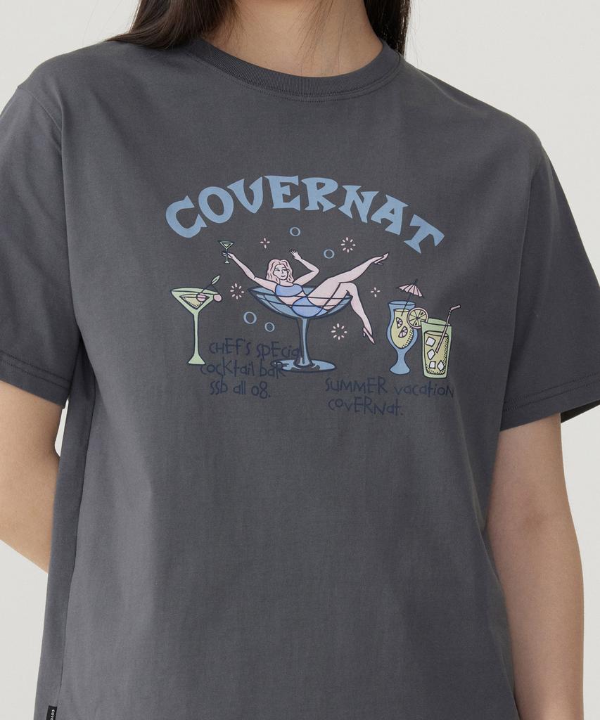 COVERNAT WOMAN Полуприлегающая футболка для коктейля Угольный