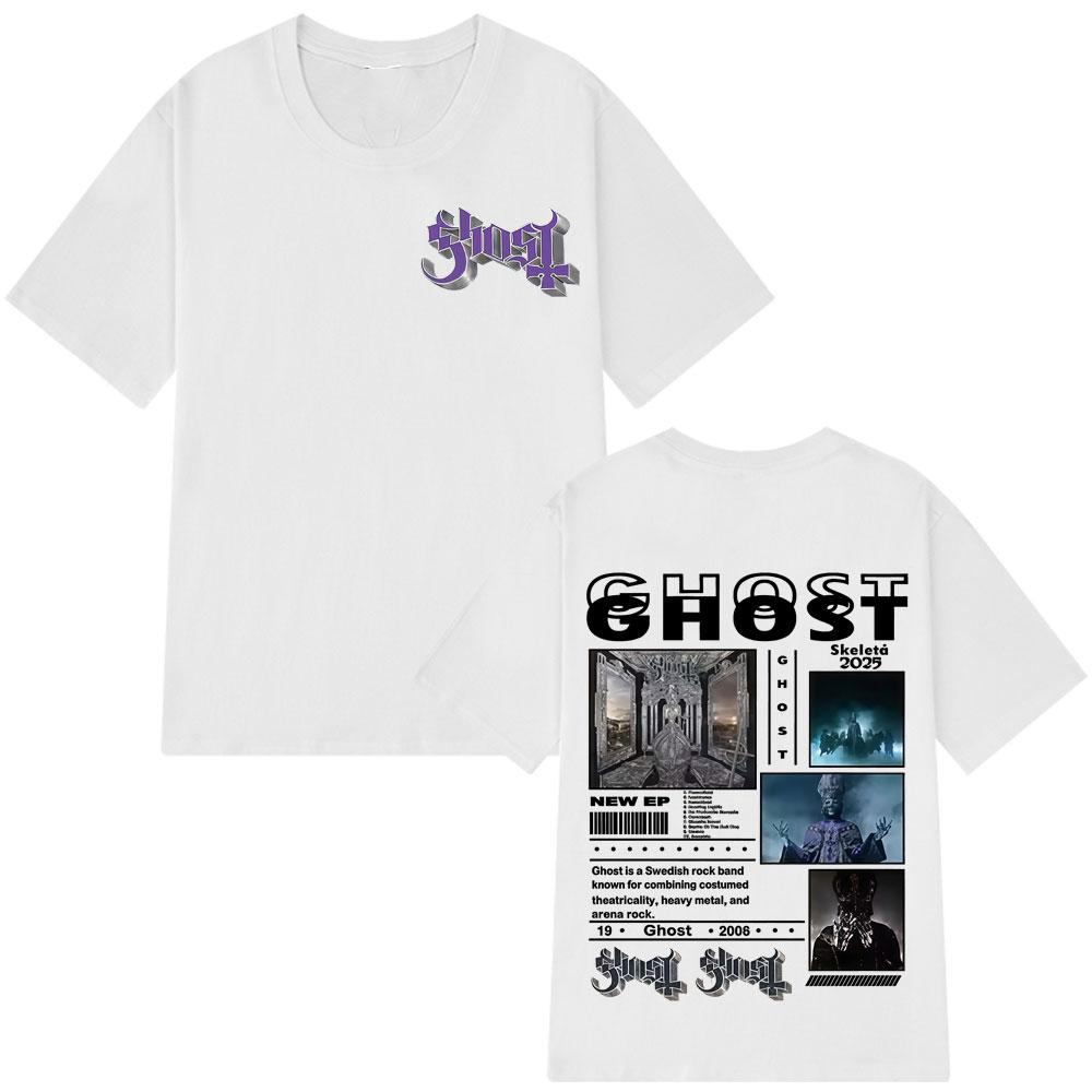 Ghost Skeletour World Tour Горячая Распродажа 2025 Альбом Футболки Мужские Женские С коротким рукавом Свободные Повседневные Оверсайз Харадзюку Панк Футболки