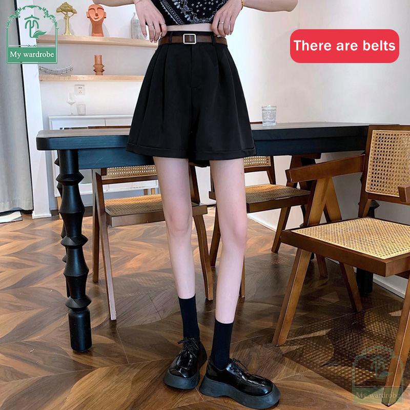 Женские свободные брюки с высокой талией, широкие, тонкие, шорты для костюма, летняя корейская версия, закатанные повседневные шорты