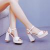 Women Party Evening Wedding Shoes for Women Summer Fashion Women Platform Super High White Peep Toe Sandals Plus Size 34-42