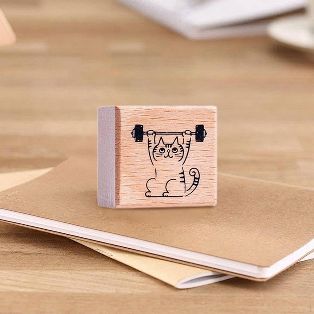 Кошка штамп милый зверек 1.2 дюйма для детей деревянный резиновый штамп почтовая рассылка скрапбукинг письмо