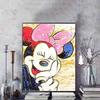 Disney Diamond Painting Minnie Mouse Ink Splatter Art Style Trendy Illustration 5D Diamond Painting Art Embroidery Cross-stitch Room Decoration