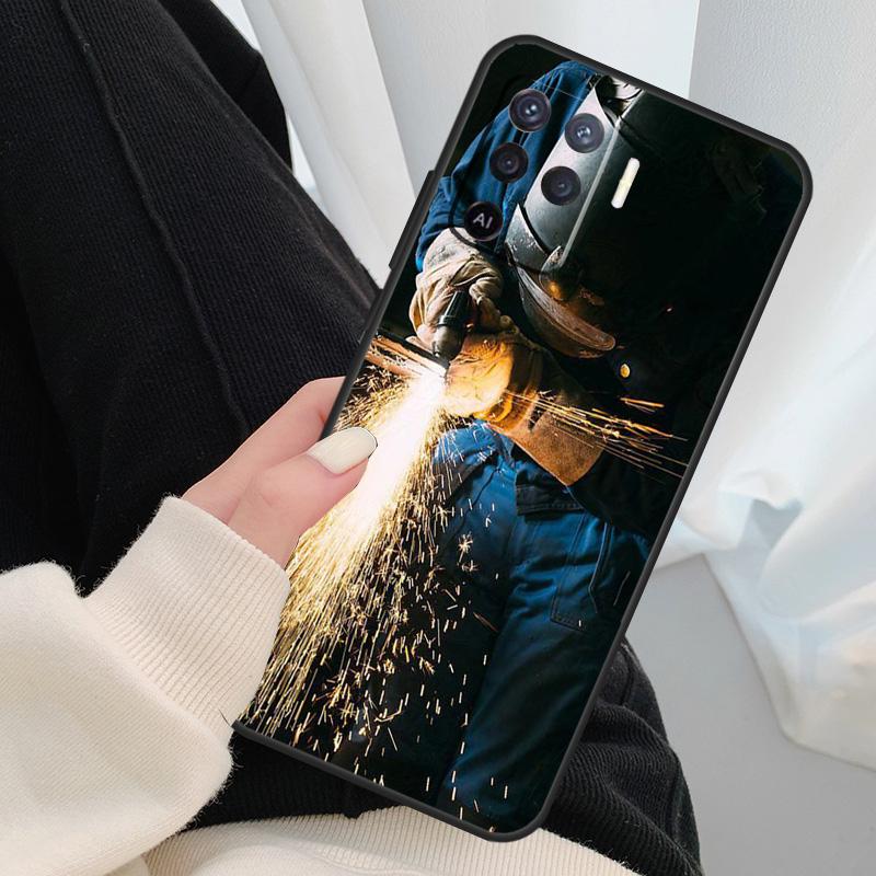 Welder Welding Hot Metal Worker Case For Oppo A17 A57 A77 A40 A78 A54 A74 A94 A76 A16 A96 A18 A60 A80 A38 A58 A98 A15 A5 Pro