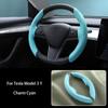 For Tesla Model 3 Model Y 2017-2023 Suede Steering Wheel Cover Carbon Fiber Nonslip Ferrule Interior Decoration
