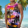 Гавайские майки для мужчин, повседневная мода, летняя пляжная майка без рукавов с круглым вырезом и принтом