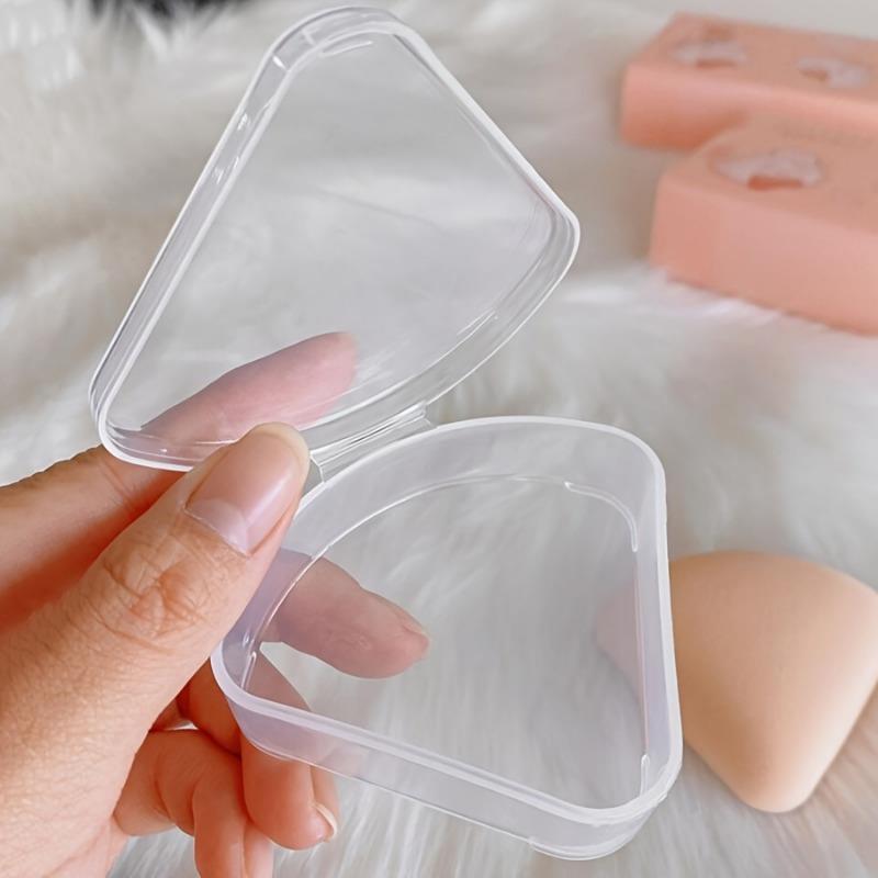 Прозрачная Круглая/Квадратная/Треугольная, Пустая Коробка для Хранения, Портативная Коробка для Хранения Косметических Пуховок для Макияжа, Подходит для Хранения в Путешествиях