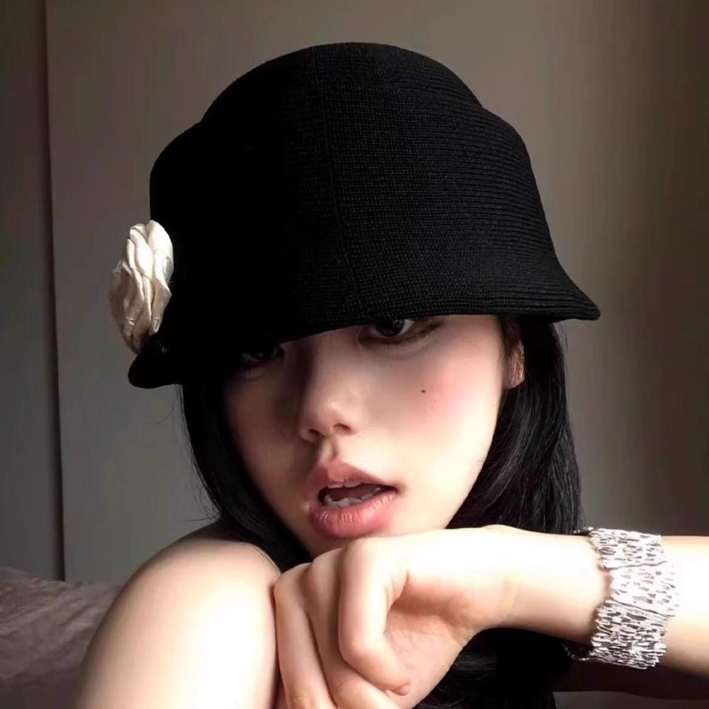 Elegant Floral Bowler Hat French Style Women's Formal hat Fashion Camellia Flower Cap Lady