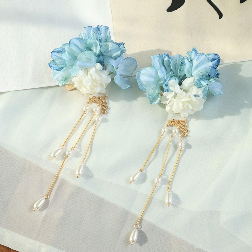 2PCS Handmade Flower Hairpin Pearls Hanfu Hairpin Exquisite Floral Hair Clip Hair Accessories
