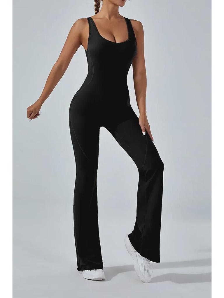 Европейский и американский костюм для йоги с открытой спиной и широкими расклешенными брюками, приподнимающими бедра