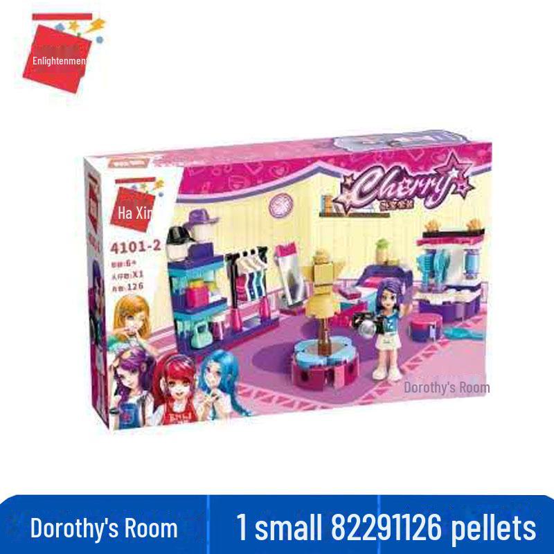Enlightenment 4101 Girl's Bedroom Building Blocks Set - Educational Pretend Play Toy with Small Particle Assembly.