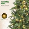 Artificial Christmas tree 180 cm, slim Christmas tree with 200 lights, 8 lighting modes, 605 articulated branches, green