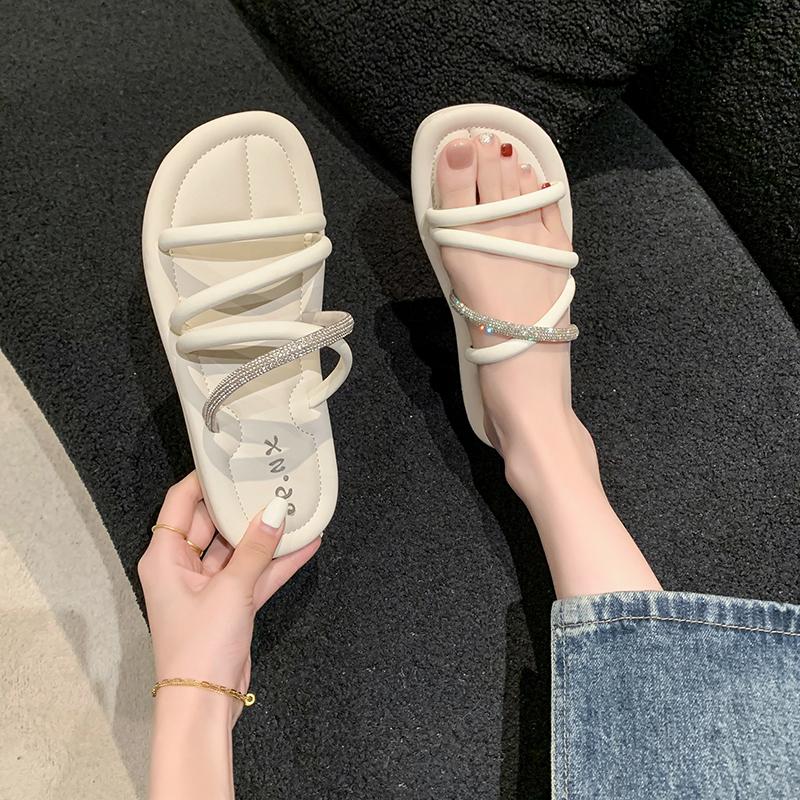 Модные летние женские тапочки, модные элегантные туфли на плоской подошве с застежкой-молнией, женские повседневные пляжные шлепанцы, сандалии, шлепанцы