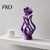 Space-saving Desk Decoration 3D Printed Rose Sculpture, Hollow Vase Floral Art Figurine with Matte Finish, Artistic Flower Sculpture Minimalist