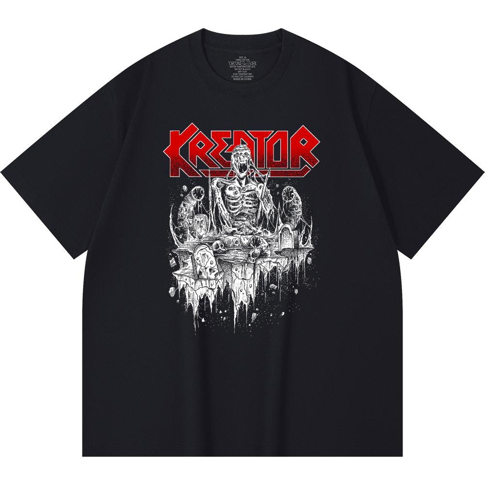 Хлопковая футболка плотностью 230 г/м² 100% Хлопок Heavy Metal Футболка с принтом рок-группы Популярная музыка Унисекс Тяжелая хлопковая футболка