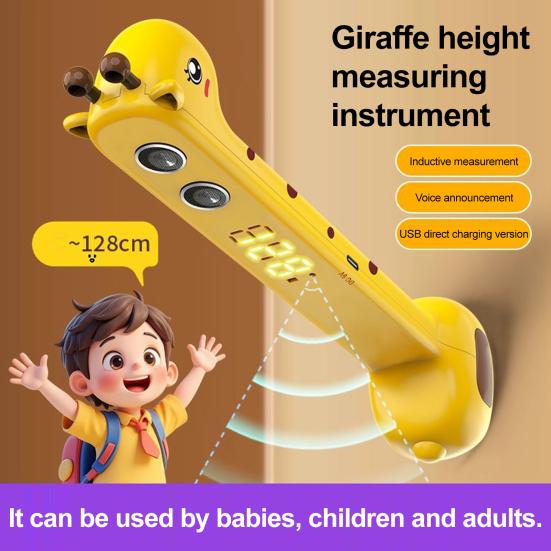 Kids Digital Height Measuring Device Cartoon Giraffe Cordless Height Stadiometer Portable Accurate Smart Children Adults Height Measurement Scale Tool