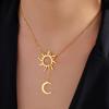 Sun Totem and Moon Pendant Necklace Women Fashion Stainless Steel Clavicle Chain Jewelry Friends Gift