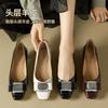 Женские туфли из овчины, новые, с квадратным носком и бантом, для работы, на низком каблуке, женские туфли на толстом каблуке из лакированной кожи, туфли на высоком каблуке